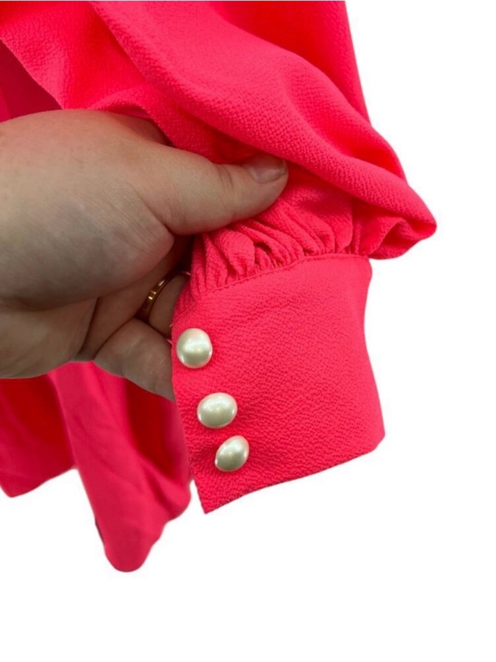 MEGHAN LA Lilypad Midi Wrap Dress Hot Fluorescent‎ Highlighter Neon Pink Size L - Picture 6 of 14